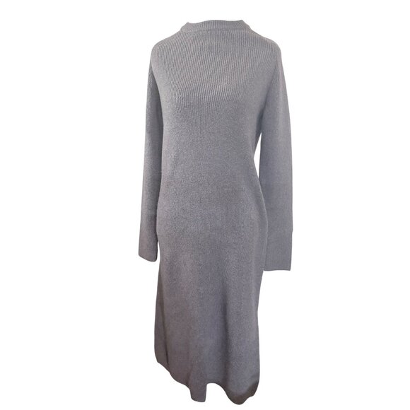 NWT Zara Knit Midi Dress Womens S Gray Knitted Bodycon Ribbed Stretch - Picture 1 of 10